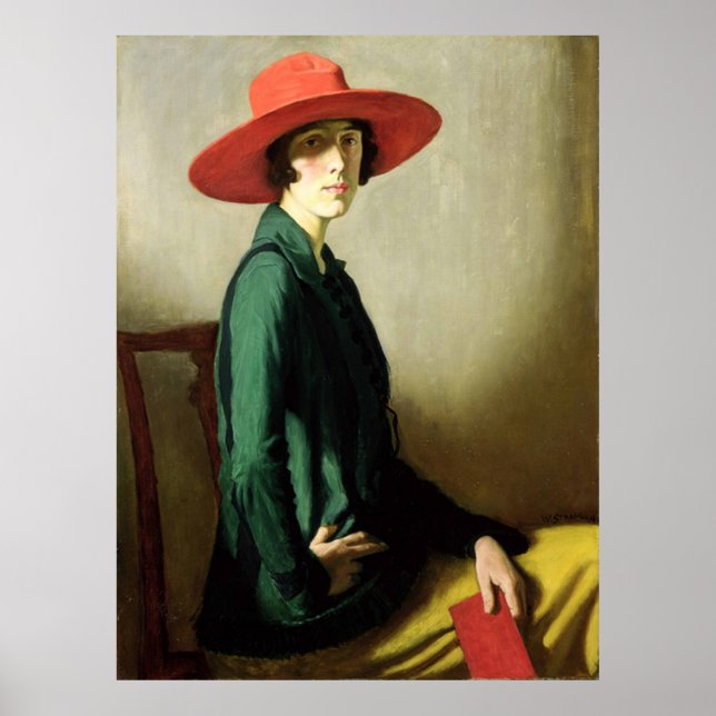 Poster Femme avec un Casquette rouge (Devant)