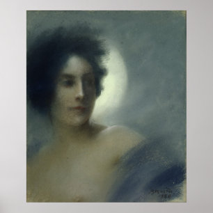 Poster Femme avec une lune de croissant ou, L'Éclipse, 18
