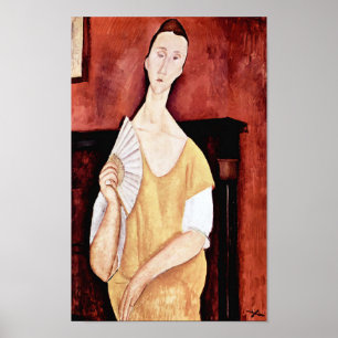 Poster Femme avec ventilateur, Modigliani