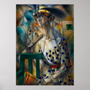 Poster Femme avec ventilateur par Jean Metzinger