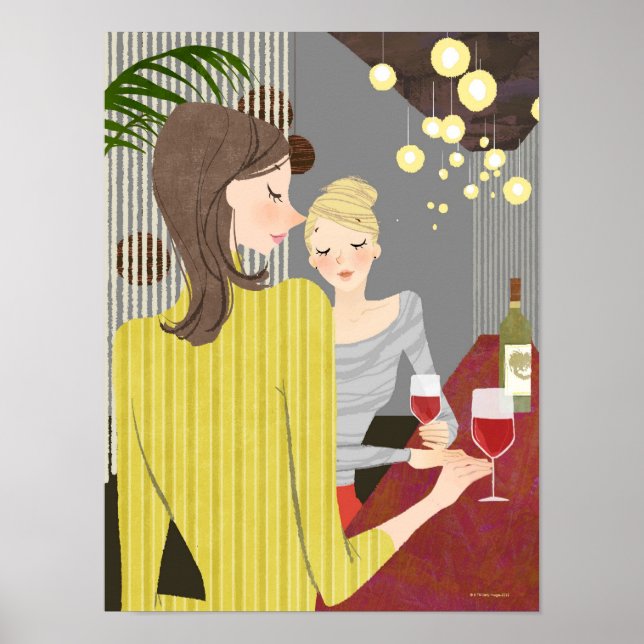 Poster Femme avec vin (Devant)