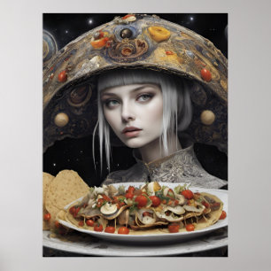 Poster Femme blonde sur la planète Imaginaire Taco