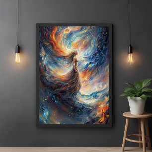 Poster Femme céleste dans l'art cosmos de feu