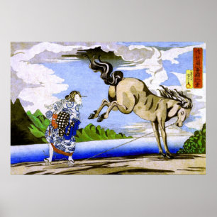 Poster Femme & Cheval Kuniyoshi Art japonais
