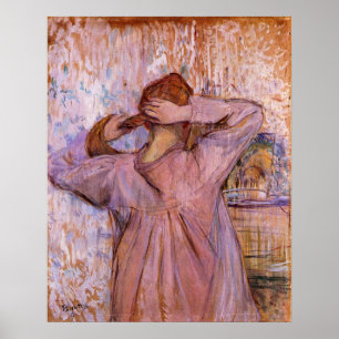Poster Femme Comportant ses cheveux par Toulouse-Lautrec
