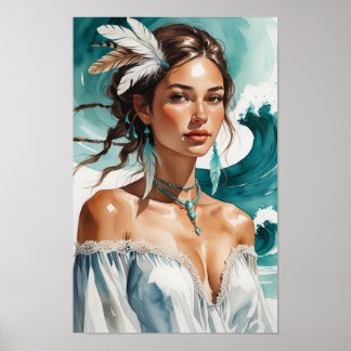 Poster Femme côtière libre d'esprit