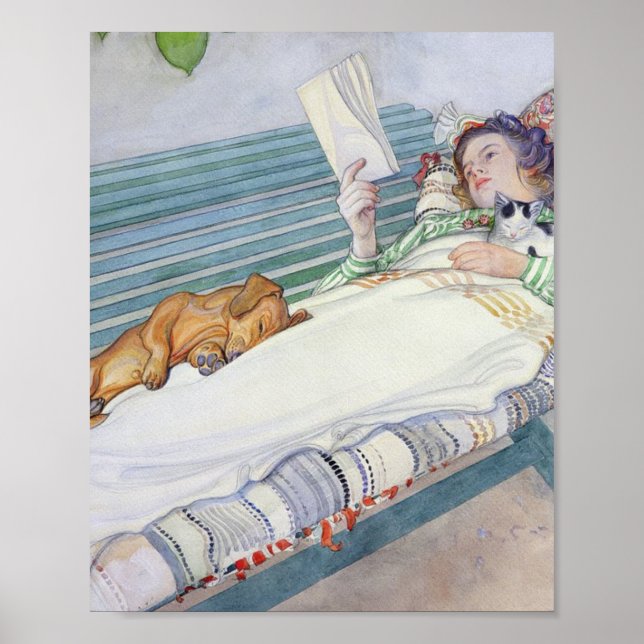 Poster Femme Couchée Sur Un Banc 1913 Par Carl Larsson (Devant)
