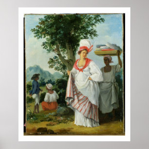 Poster Femme créole indienne occidentale avec son employé