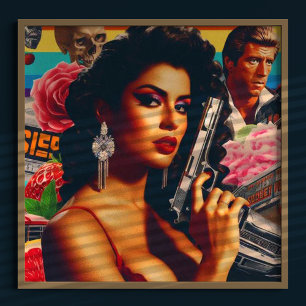 Poster Femme d'action Rétrowave