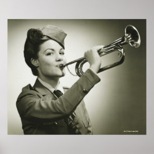 Poster Femme dans l'uniforme de soldat