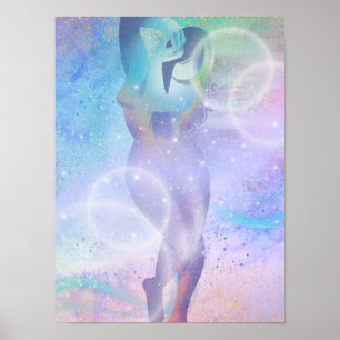 Poster Femme dans Rainbows