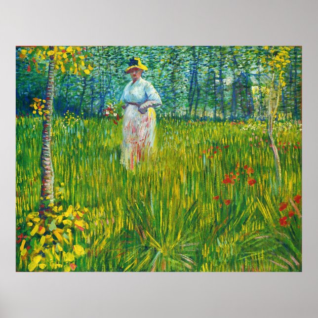 Poster Femme dans un Jardin (van Gogh) (Devant)