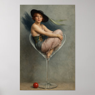 Poster Femme dans un verre à Martini