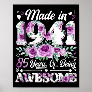 Poster femme de 85 ans fabriquée en 1941 florale 85e anni