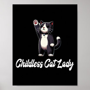 Poster Femme de chat sans enfant -tuxedo Chat de levage P