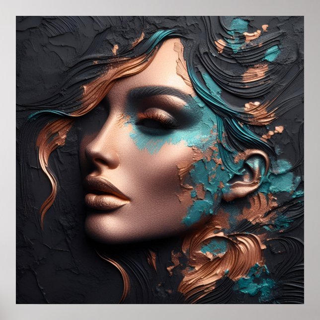 Poster Femme De Cuivre - Création D'IA (Devant)