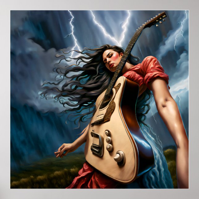 Poster Femme de guitare torsadée (Devant)