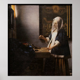 Poster Femme de Johannes Vermeer tenant un équilibre (166
