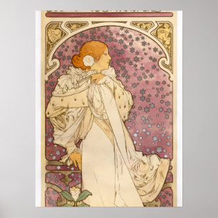 Poster Femme de l'Art nouveau de Mucha Beauté