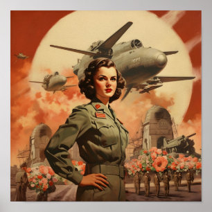 Poster Femme de l'époque de la Seconde Guerre mondiale en