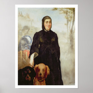 Poster Femme de Manet   avec des chiens, 1858
