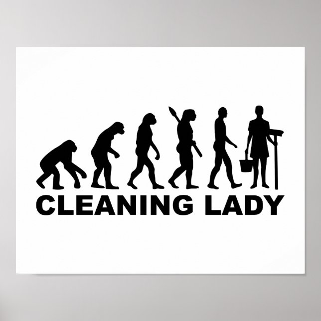 Poster Femme de nettoyage de l'évolution (Devant)