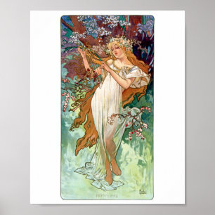 Poster Femme de printemps Personnalisée 1896 Alphonse Muc