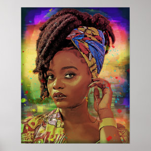 Poster Femme des Caraïbes noires avec Dreads