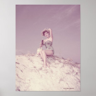 Poster Femme détendant sur la plage