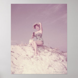Poster Femme détendant sur la plage