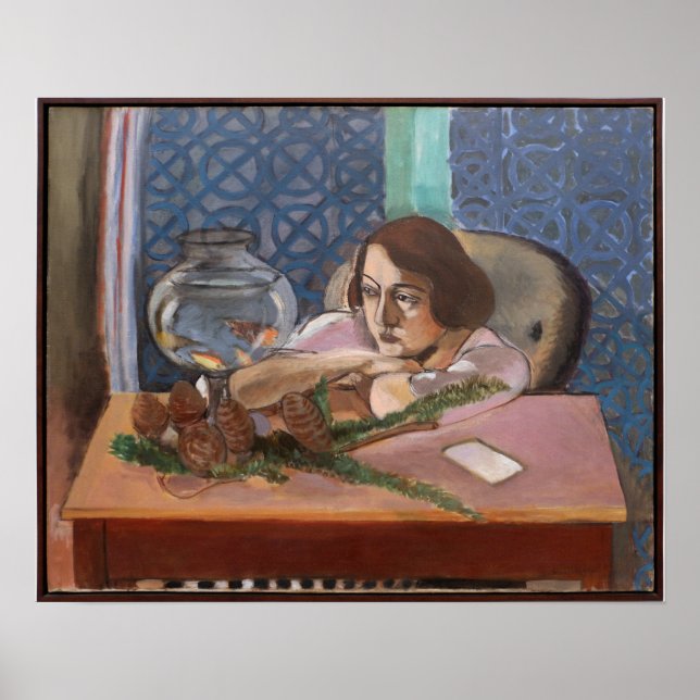 Poster Femme devant un aquarium Matisse (Devant)
