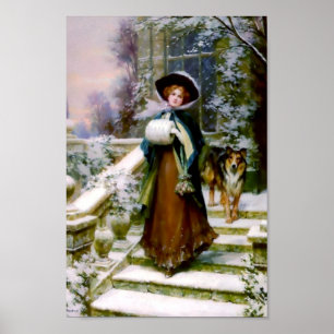 Poster Femme d'hiver Collie Chien