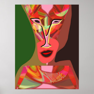 Poster Femme écoutant de la musique chaude