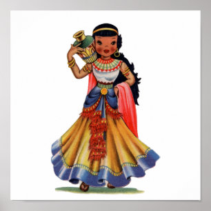 Poster Femme égyptienne vintage en tenue traditionnelle