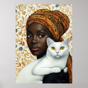 Poster Femme élégante et chat