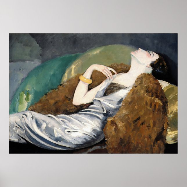 Poster Femme élégante se reposant sur le canapé Art Vinta (Devant)