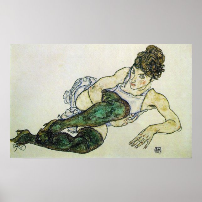 Poster Femme en attente, Egon Schiele 24W x 15H (Devant)