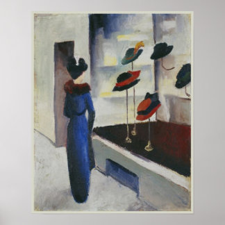 Poster Femme en bleu à la boutique Casquette 1913 août Ma