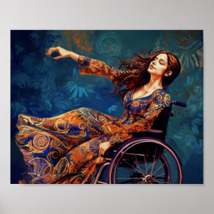 Poster Femme en fauteuil roulant dansant