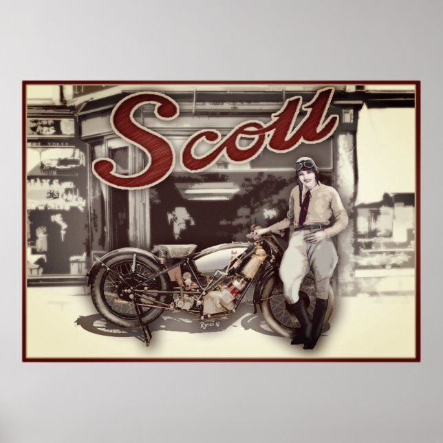 Poster femme en moto (Devant)