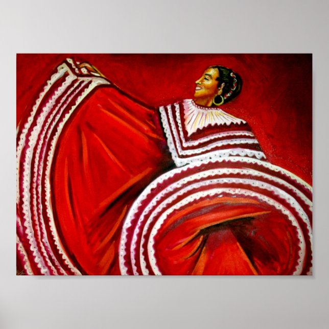 Poster Femme en robe rouge (Devant)
