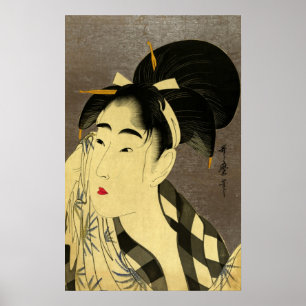 Poster Femme essuyant le visage