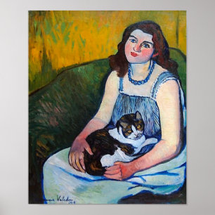 Poster Femme et chat, Suzanne Valadon