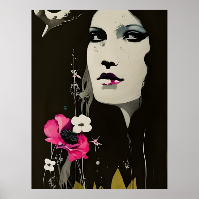 Poster Femme et fleurs (Devant)