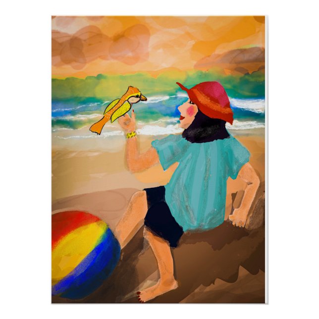 Poster Femme et Oiseaux Trending Nature (Devant)