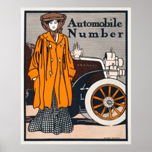 Poster Femme et voiture