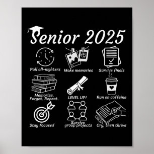 Poster Femme Étudiante Supérieure - Drôle Cl De 2025 Grad