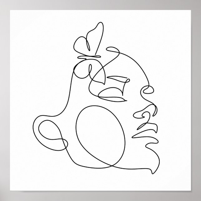 Poster Femme Face Line Art (Devant)