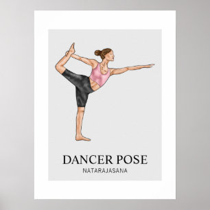 Poster Femme faisant du yoga en posture de danseuse pour