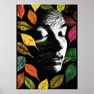 Poster "Femme Feuille : La beauté de la Terre"